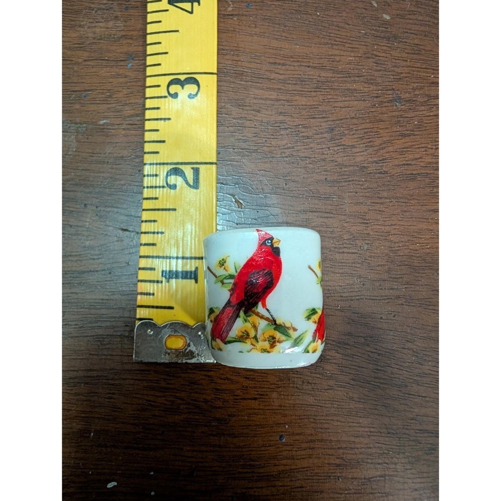 Mini‎ Candle Holder/Cardinal On Branch/Yellow Flowers  1" Tall By Funny Design